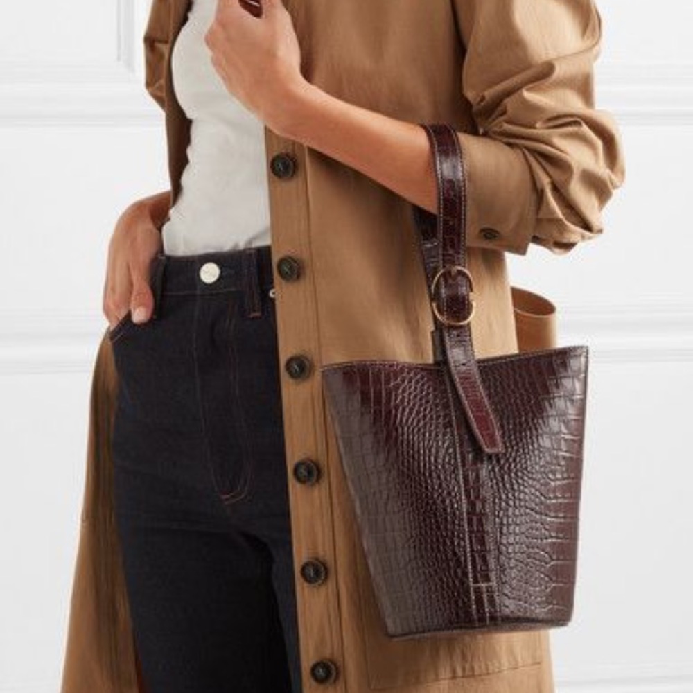 Trademark small croc-effect leather bucket bag